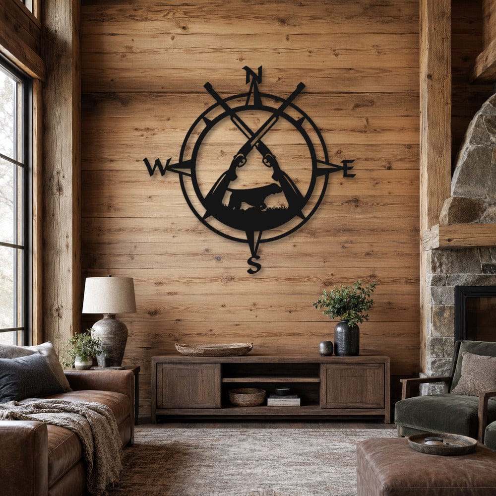 Rusty Rooster Fabrication & Design Physical product Bird Dog & Shotguns Compass Metal Wall Art (O33)