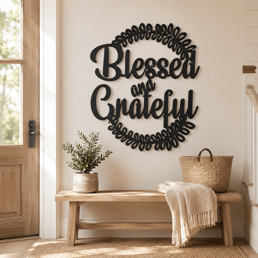 Rusty Rooster Fabrication & Design Physical product Blessed and Grateful Metal Wall Sign (G36)