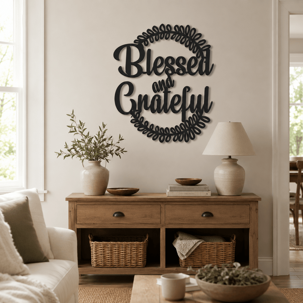 Rusty Rooster Fabrication & Design Physical product Blessed and Grateful Metal Wall Sign (G36)