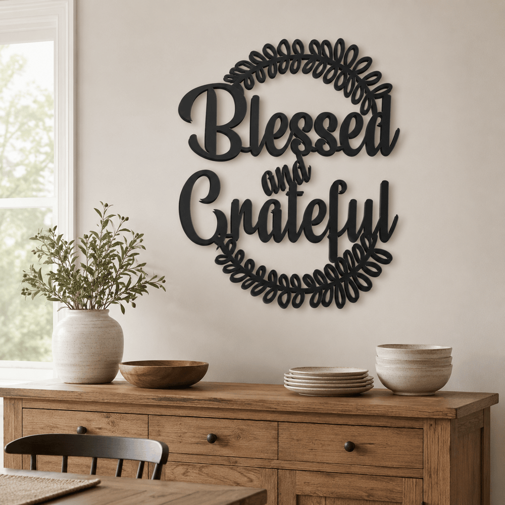 Rusty Rooster Fabrication & Design Physical product Blessed and Grateful Metal Wall Sign (G36)