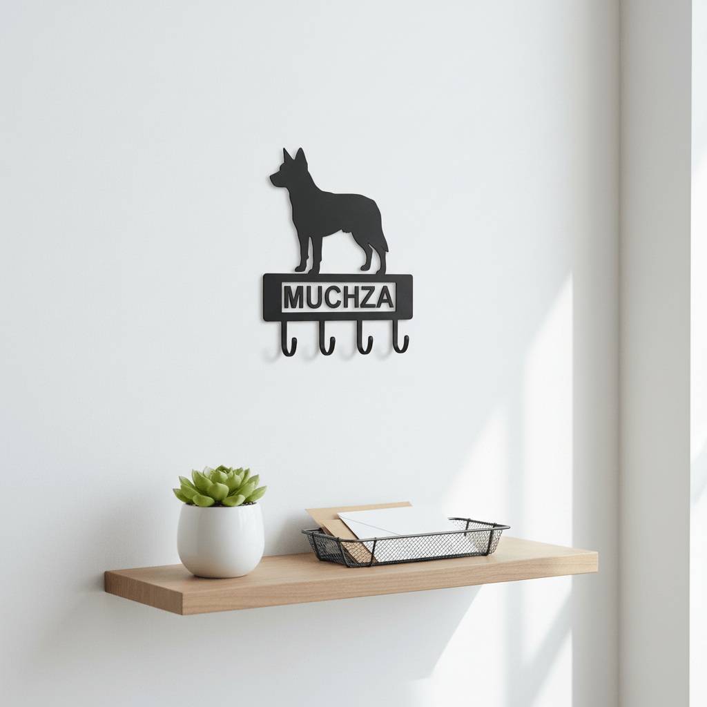 Rusty Rooster Fabrication & Design Physical product Blue Heeler Key Holder with Personalized Text Field (O24)