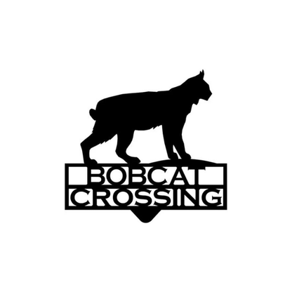 Rusty Rooster Fabrication & Design Physical product Bobcat Crossing Garden Stake – Rustic Metal Wildlife Sign (A81)