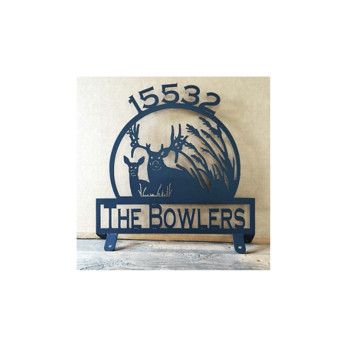 Rusty Rooster Fabrication & Design Physical product Buck and Doe Mailbox Topper – Custom Metal Deer Sign for Rural Homes (C18)