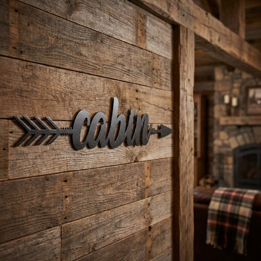 Cabin This Way! Metal Wall Art
