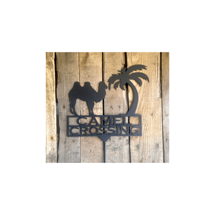 Rusty Rooster Fabrication & Design Physical product Camel Crossing Garden Stake (Z4)