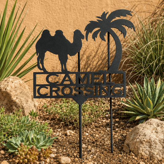 Rusty Rooster Fabrication & Design Physical product Camel Crossing Metal Garden Stake (Z4)