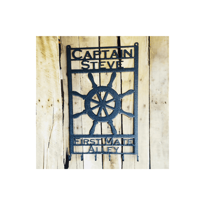 Rusty Rooster Fabrication & Design Physical product Captain’s Wheel Key Holder – Custom Nautical Metal Sign (E14)