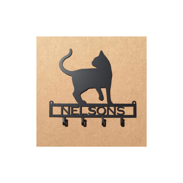 Rusty Rooster Fabrication & Design Physical product Cat Key Holder with Personalized Text Field  (K20)