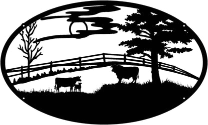 Rusty Rooster Fabrication & Design Physical product Cattle Grazing in the Field Ranch Sign (E24)