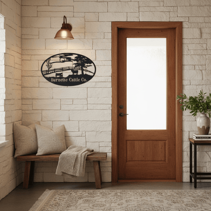 Rusty Rooster Fabrication & Design Physical product Cattle Grazing in the Field Ranch Sign (E24)