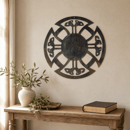Rusty Rooster Fabrication & Design Physical product Celtic Cross Metal Wall Art – Christian Decor (H25)