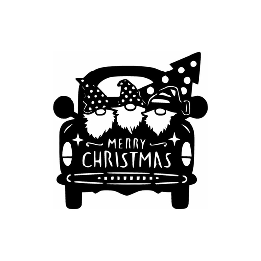 Rusty Rooster Fabrication & Design Physical product Charming Gnomes in a Pickup Truck - Merry Christmas Decor | Rusty Rooster Metal (U31)