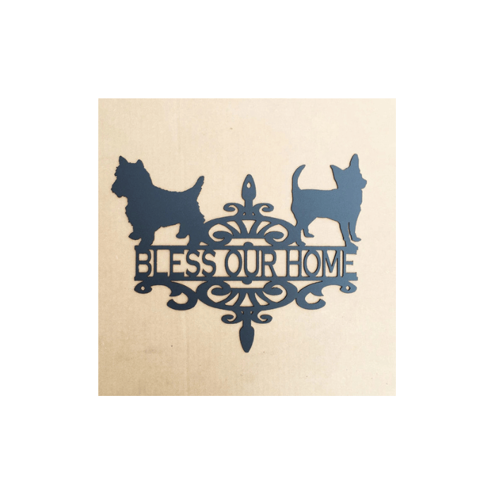 Rusty Rooster Fabrication & Design Physical product Chihuahua and Yorkie sign with custom text (O13)