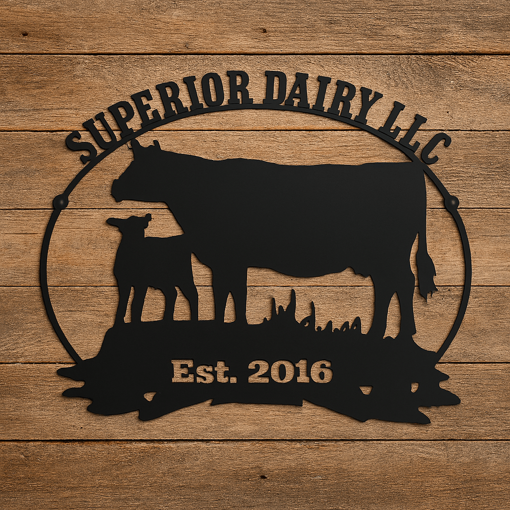 Rusty Rooster Fabrication & Design Physical product Cow and Calf Welcome Sign – Personalized Farmhouse Metal Art (X23)