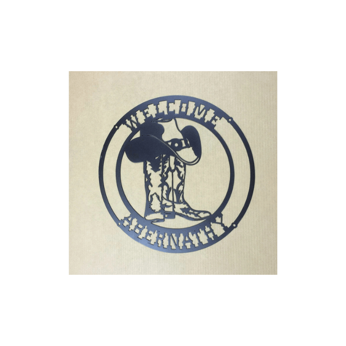 Rusty Rooster Fabrication & Design Physical product Cowboy Boots & Hat Personalized Welcome Sign (A38)