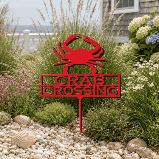 Rusty Rooster Fabrication & Design Physical product Crab Crossing Metal Garden Stake (A12)