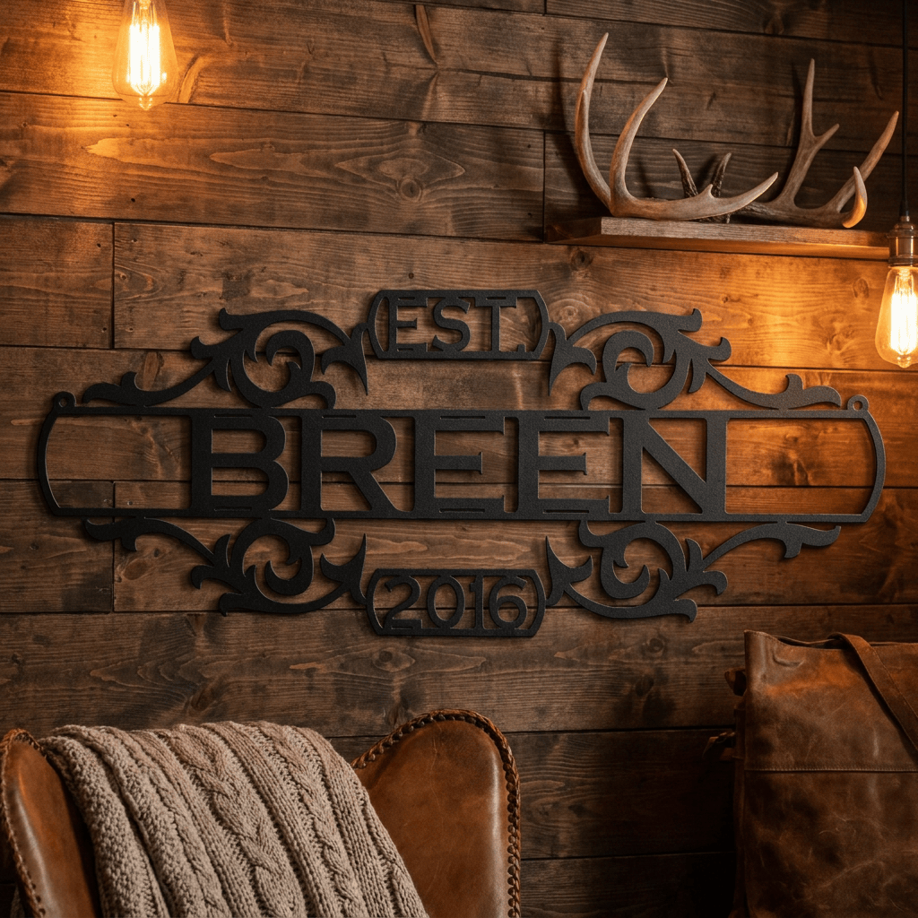 Rusty Rooster Fabrication & Design Physical product Custom Metal Family Name Sign – Established Date Wall Art (P15)