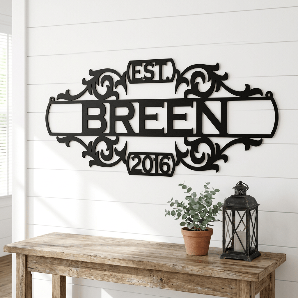 Rusty Rooster Fabrication & Design Physical product Custom Metal Family Name Sign – Established Date Wall Art (P15)