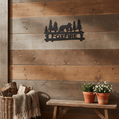 Rusty Rooster Fabrication & Design Physical product Custom Metal Fox with Trees Sign (X2)