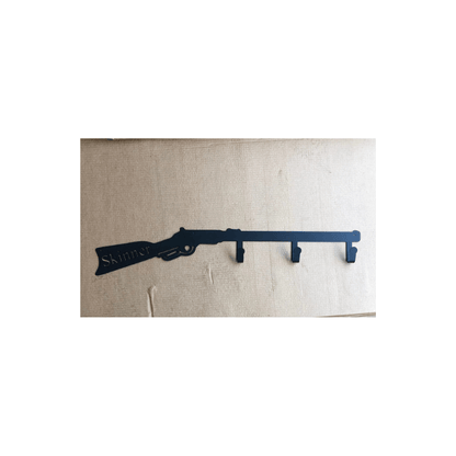 Rusty Rooster Fabrication & Design Physical product "Custom Metal Gun Coat Rack - Showcasing Your Passion for Firearms with Practical Style!" (O5)