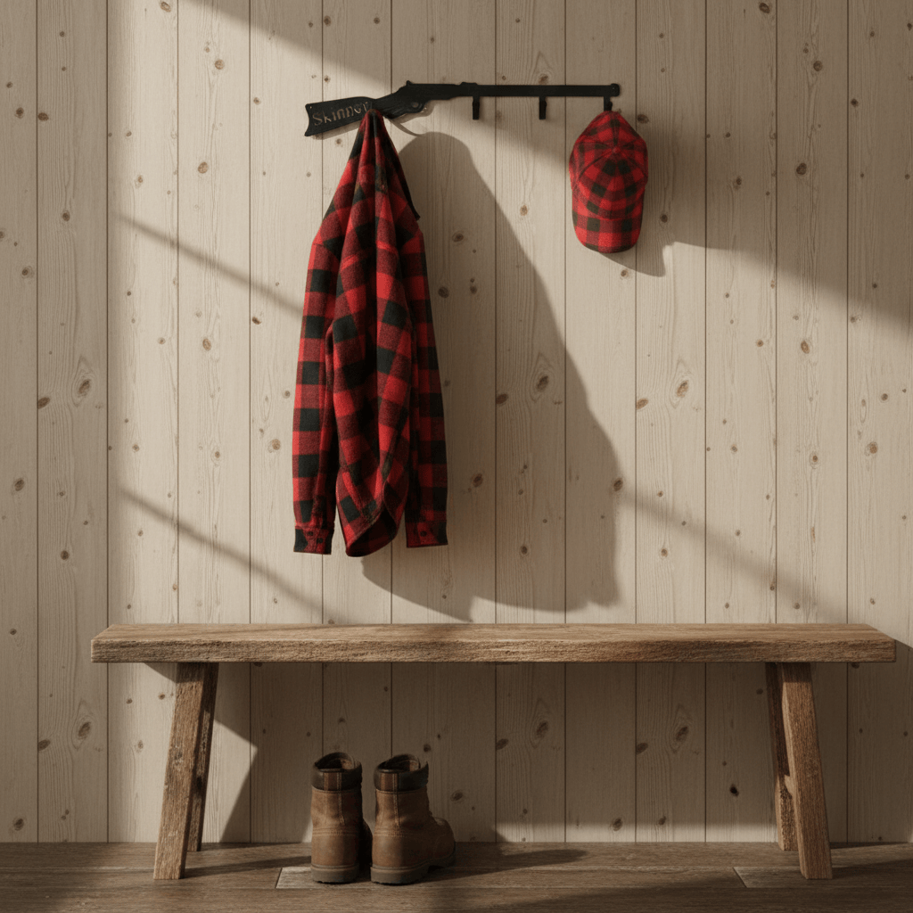 Rusty Rooster Fabrication & Design Physical product "Custom Metal Gun Coat Rack - Showcasing Your Passion for Firearms with Practical Style!" (O5)