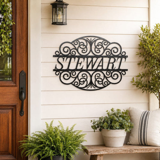 Rusty Rooster Fabrication & Design Physical product Custom Metal Scroll Wall Sign with Personalized Text (J22)