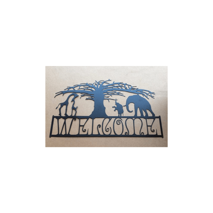 Rusty Rooster Fabrication & Design Physical product Custom Metal Welcome African Scene (M1)