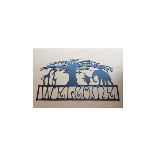 Rusty Rooster Fabrication & Design Physical product Custom Metal Welcome African Scene (M1)