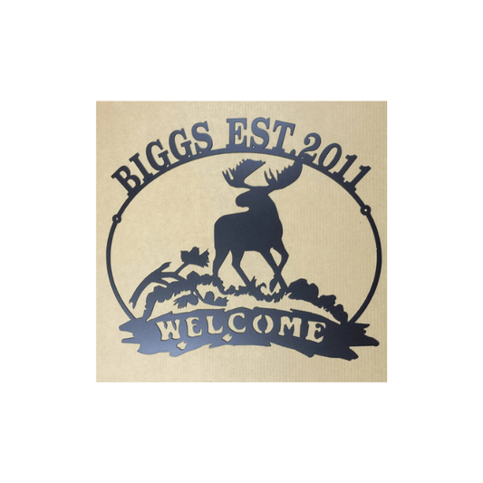 Rusty Rooster Fabrication & Design Physical product Custom Name Moose Welcome Sign (S6)