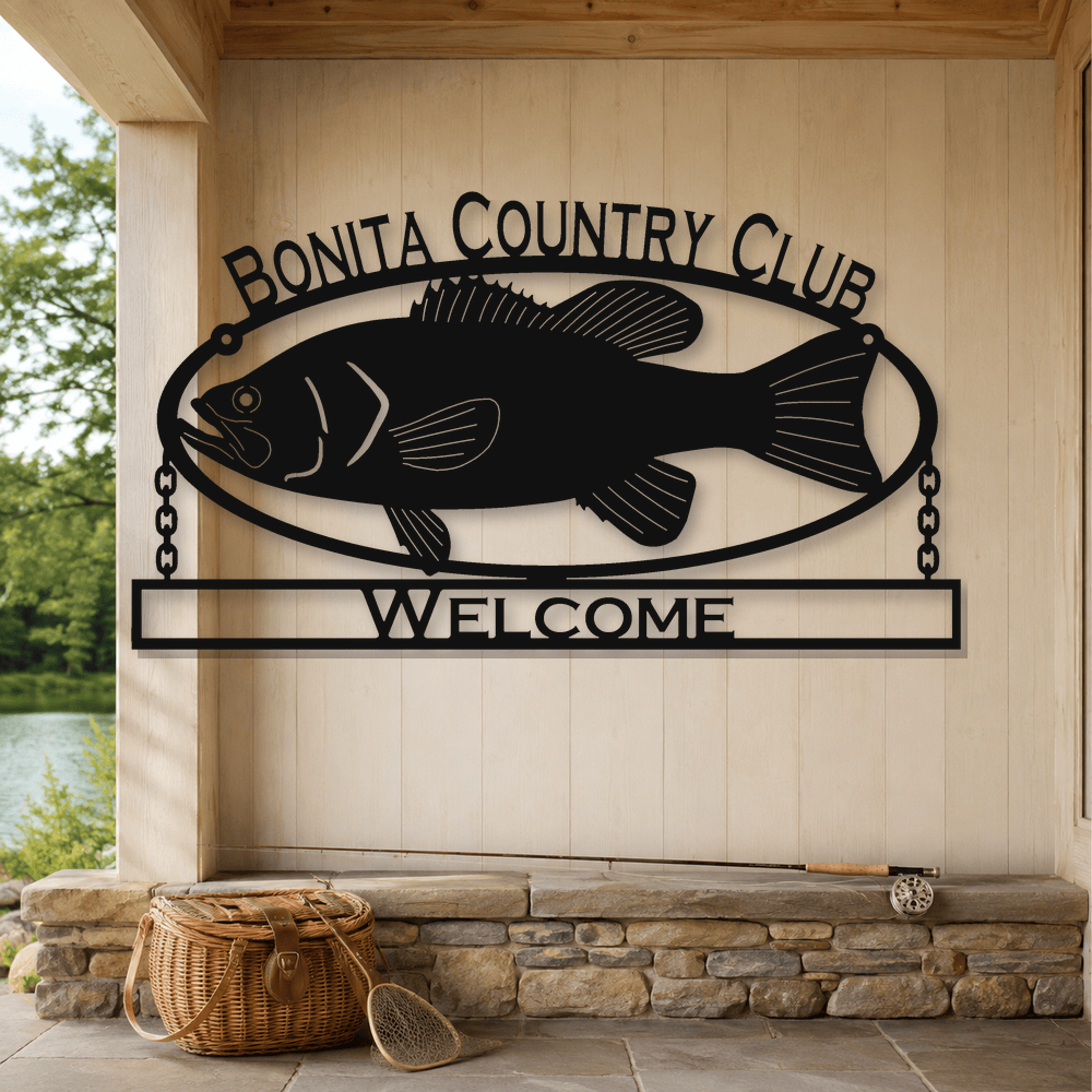 Rusty Rooster Fabrication & Design Physical product Custom Rustic Fish Cabin Metal Sign (Q9)