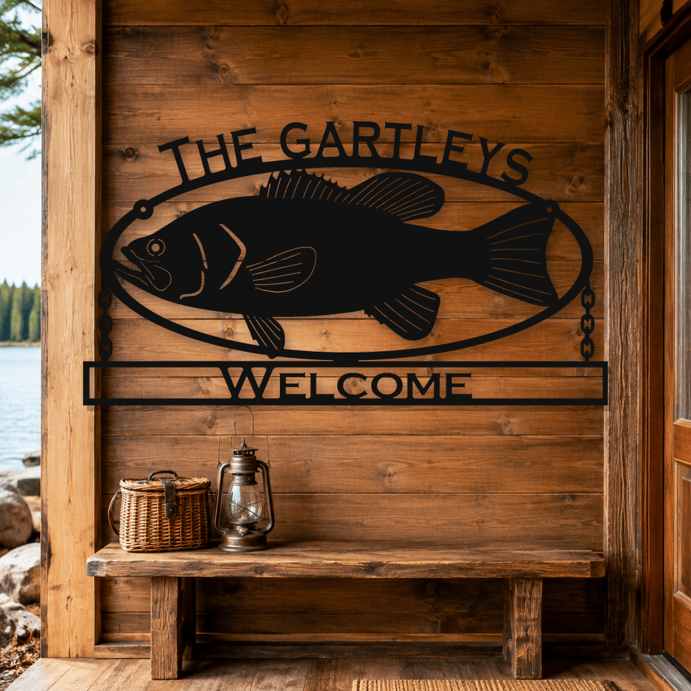 Rusty Rooster Fabrication & Design Physical product Custom Rustic Fish Cabin Metal Sign (Q9)