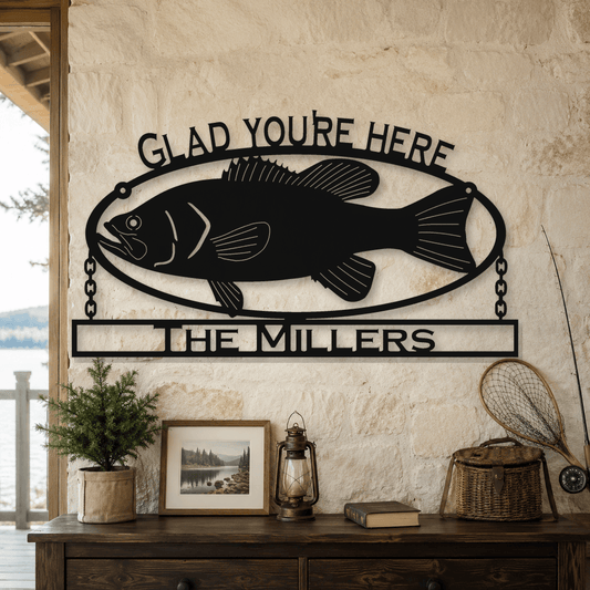 Rusty Rooster Fabrication & Design Physical product Custom Rustic Fish Cabin Metal Sign (Q9)