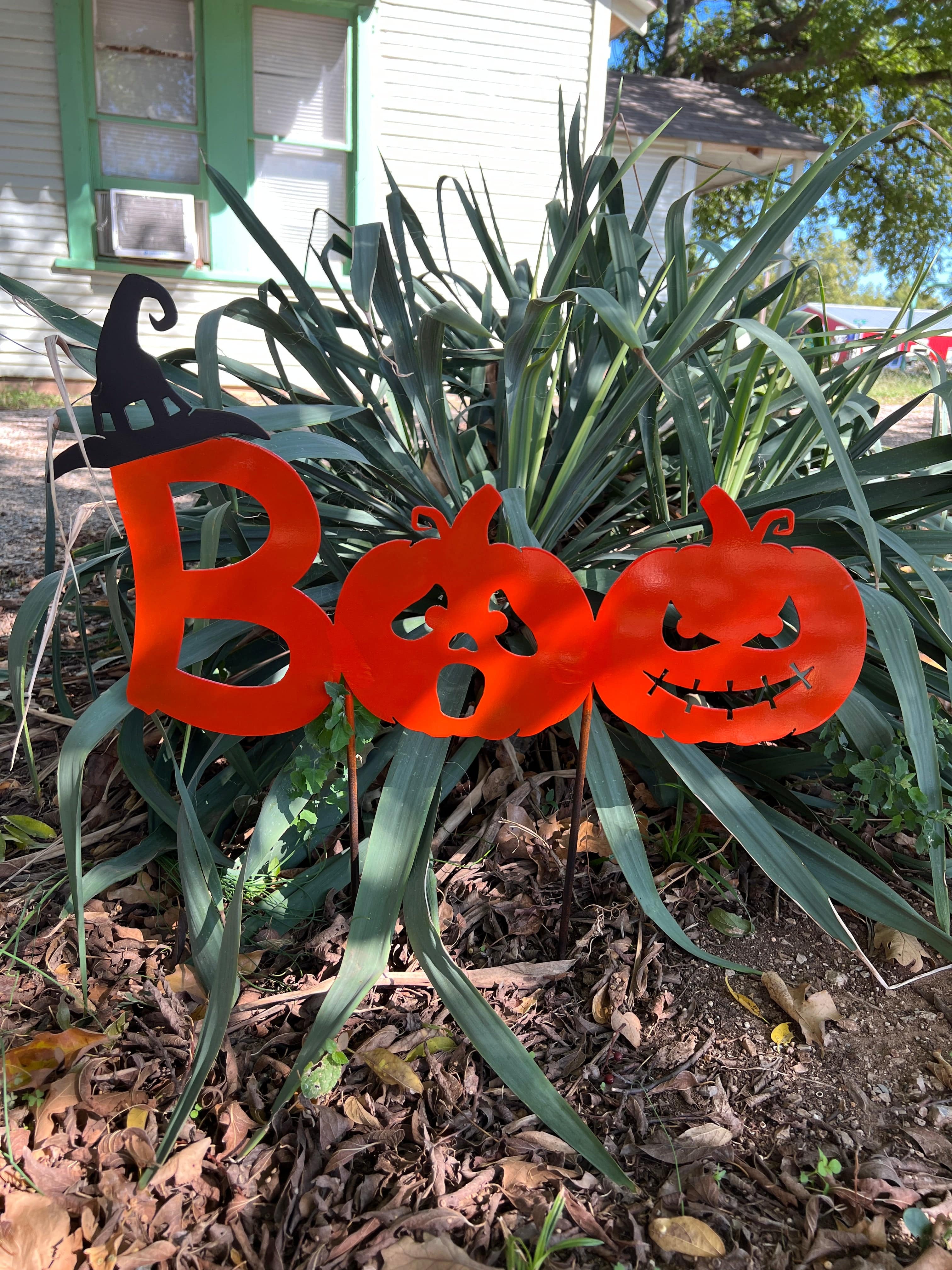 Rusty Rooster Fabrication & Design Physical product cute Boo pumkins garden stakes
