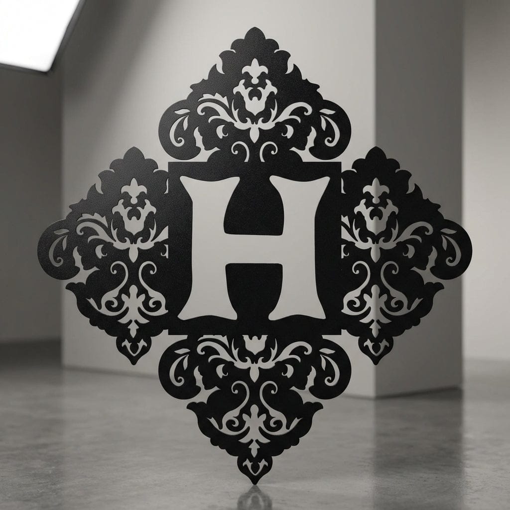 Rusty Rooster Fabrication & Design Physical product Damask Monogram (R2)