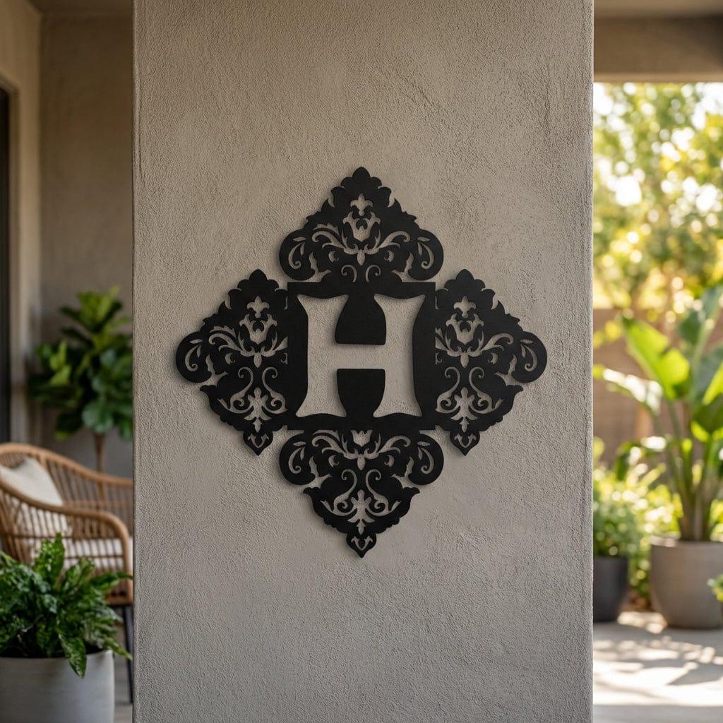 Rusty Rooster Fabrication & Design Physical product Damask Monogram (R2)