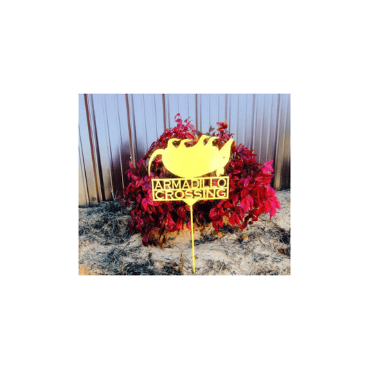 Rusty Rooster Fabrication & Design Physical product Dead Armadillo Crossing Garden Stake (O10)