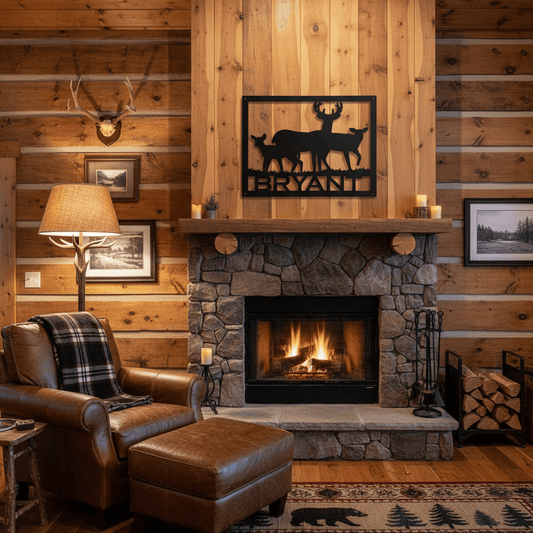 Rusty Rooster Fabrication & Design Physical product Deer Family with Custom Text (E17)