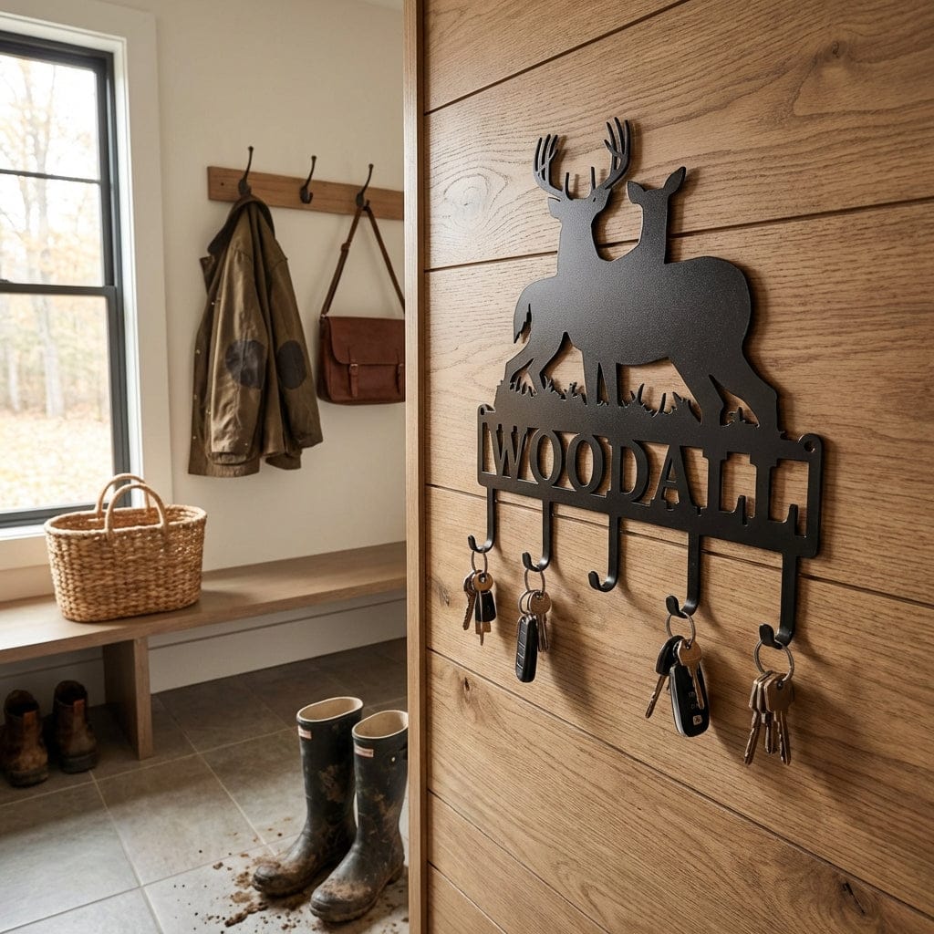 Rusty Rooster Fabrication & Design Physical product Deer Key Holder Featuring a Buck and a Doe ( A93)