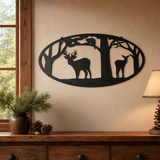 Rusty Rooster Fabrication & Design Physical product Deer, Trees & Raccoon Metal Wall Art (N4)