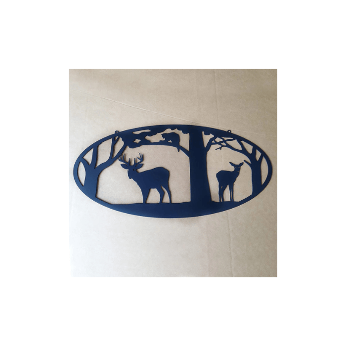 Rusty Rooster Fabrication & Design Physical product Deer with Trees and Coon Metal Wall Art (N4)