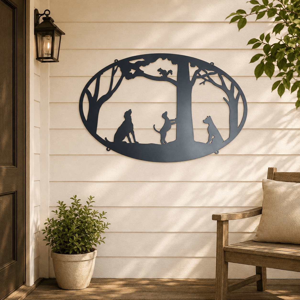 Rusty Rooster Fabrication & Design Physical product Dogs & Squirrel Metal Wall Sign (H11)