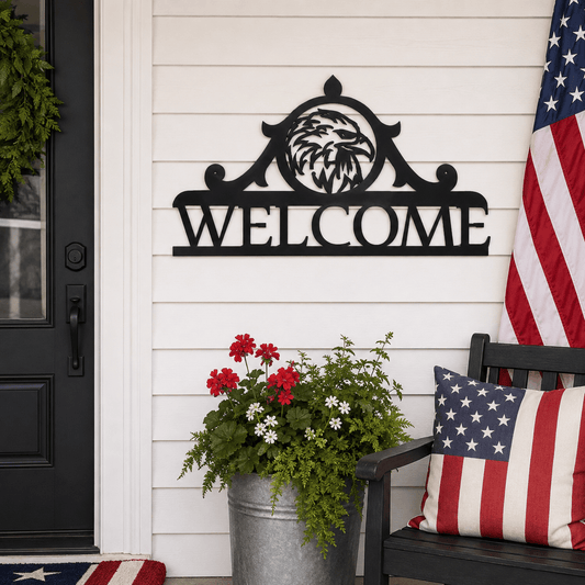 Rusty Rooster Fabrication & Design Physical product Eagle Welcome Metal Sign (B30)