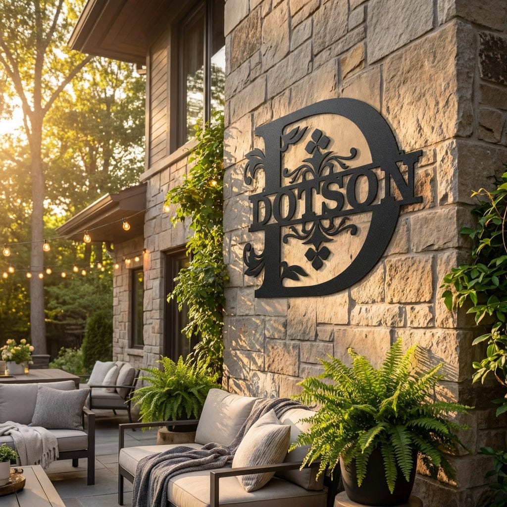 Rusty Rooster Fabrication & Design Physical product Elegant Monogram Family Name Wall Art (P21)