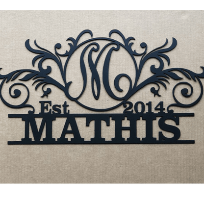 Rusty Rooster Fabrication & Design Physical product Elegant Monogram in a Circle with Established Date  D41