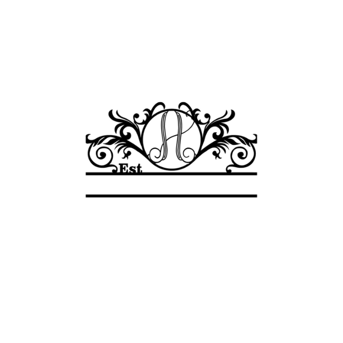 Rusty Rooster Fabrication & Design Physical product Elegant Monogram in a Circle with Established Date  D41