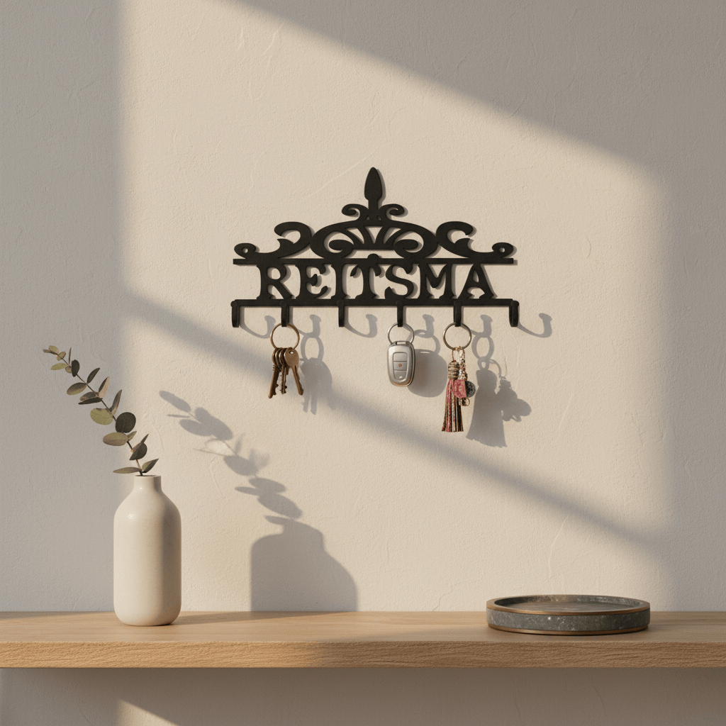 Rusty Rooster Fabrication & Design Physical product Elegant Scroll-Topped Key Holder (J14)