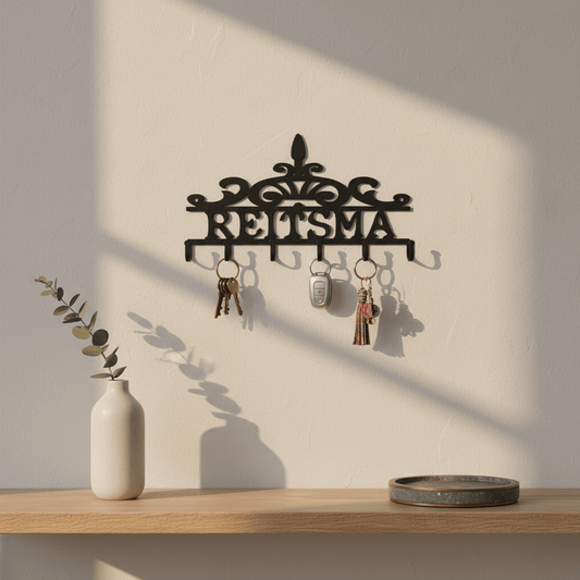 Rusty Rooster Fabrication & Design Physical product Elegant Scroll-Topped Key Holder (J14)