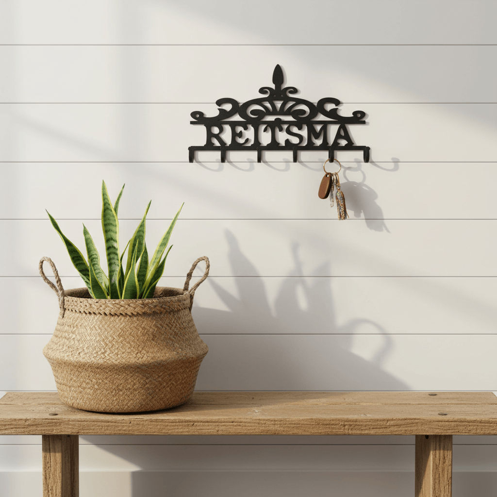 Rusty Rooster Fabrication & Design Physical product Elegant Scroll-Topped Key Holder (J14)