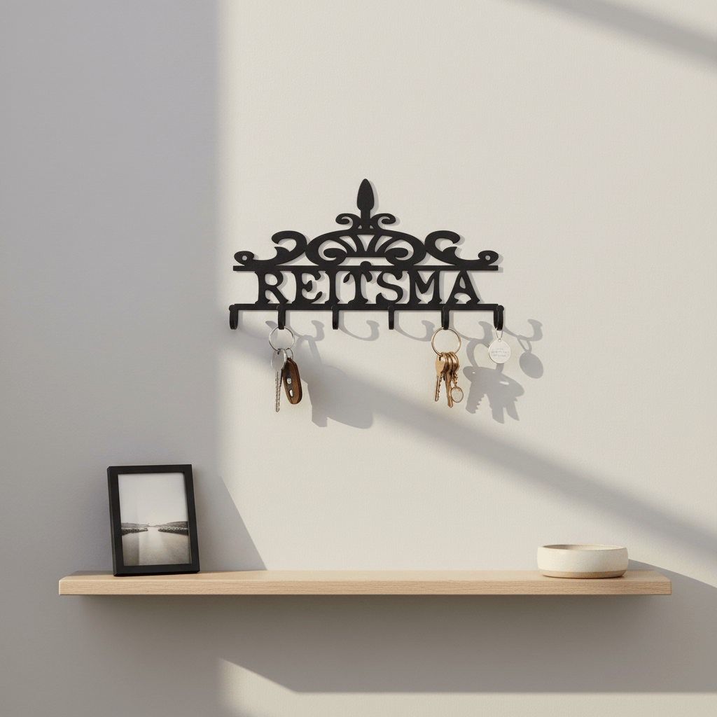Rusty Rooster Fabrication & Design Physical product Elegant Scroll-Topped Key Holder (J14)