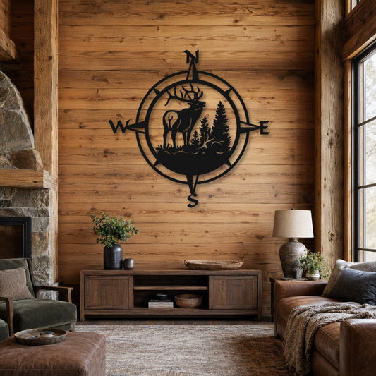 Rusty Rooster Fabrication & Design Physical product Elk Compass Metal Wall Art (O31)